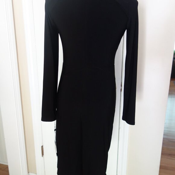 NWT $109 TOMMY BAHAMA Ruched Ruffle Front Long Sleeve Black Dress – 2 - Picture 4 of 7